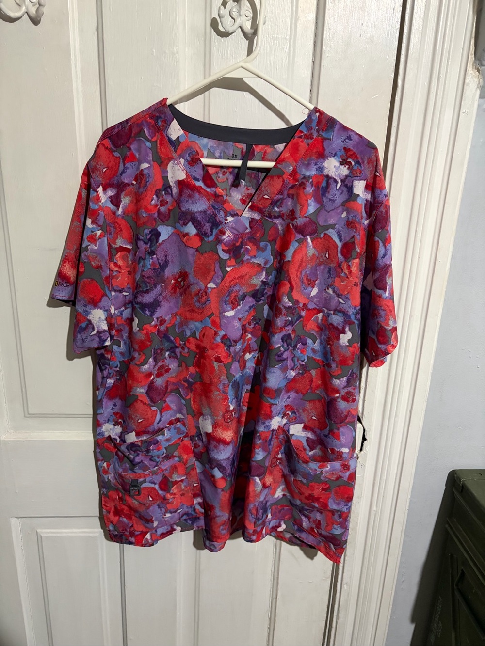 2X Carhartt Red and Purple Scrub Top